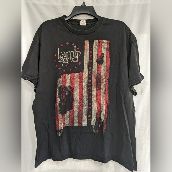 Vintage Lamb Of God American Metal Flag Band Tee Shirt - Picture 1 of 2